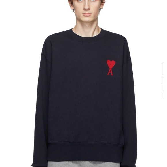 AMI Paris navy over size cœur sweater (crewneck) - Picture 3 of 4